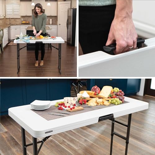 LIFETIME 80387 4-Foot Commercial Adjustable Folding Table, Almond