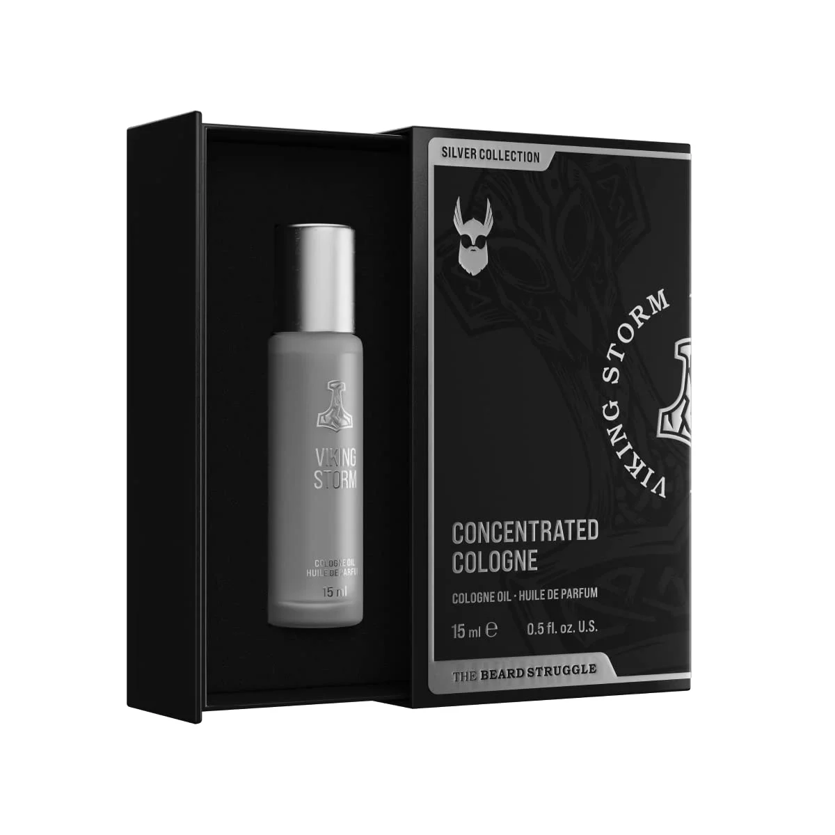 The Beard Struggle - Concentrated Cologne - Silver Collection - Viking Storm - 15 mL / 0.5 US. fl. oz. Warrior-Glass Roller Bottle