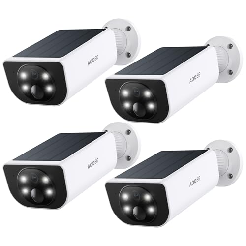 Cameras for Home Security-2K Wireless Security Camera Outdoor with AI Motion Detection & Siren, Non-Stop Solar Powered Charging, Color Night Vision, SD/Cloud Storage, Waterproof, S1 4P