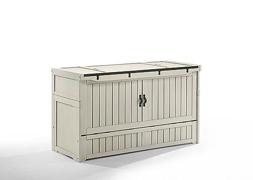 NIGHT & DAY Furniture Murphy Cube Cabinet Bed (White, Queen)