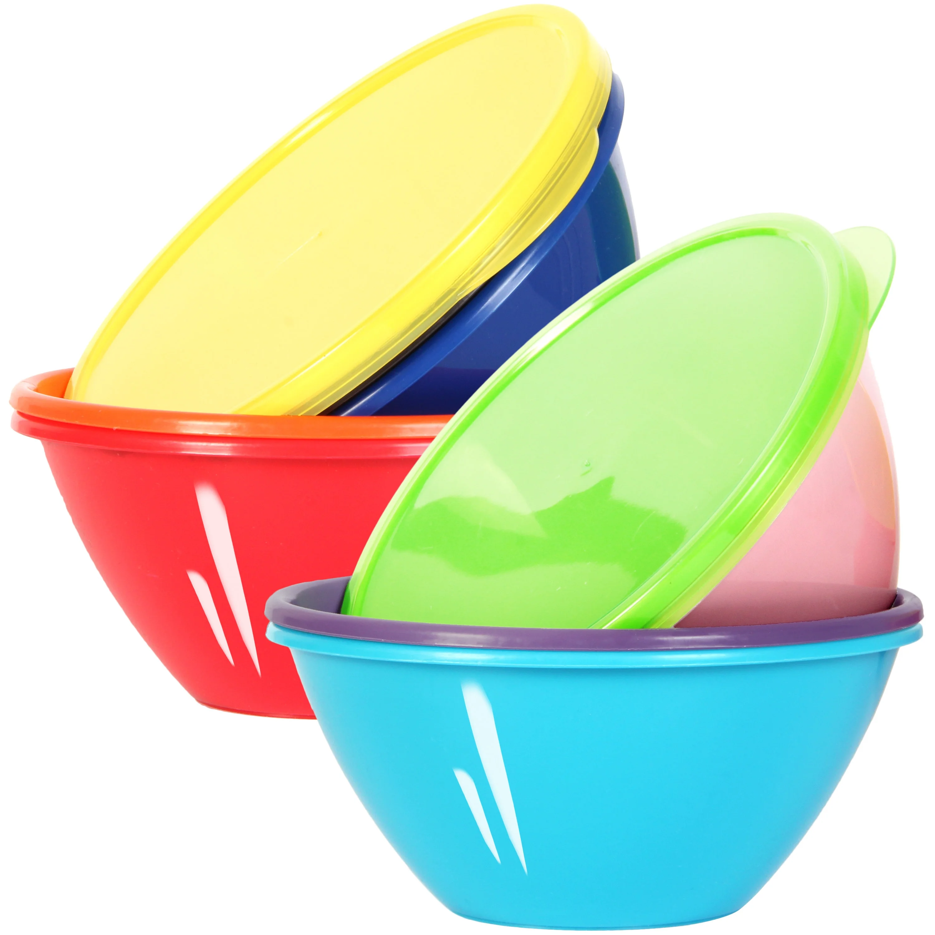 32 Ounce Plastic Bowls with Lids, Large Cereal Bowls, Large Soup Bowls, Food Storage Containers, Set of 9 in 9 Assorted Colors YE390.913