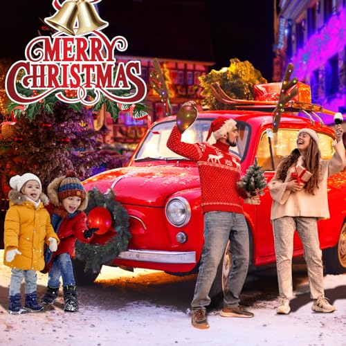 Charming Christmas Car Decoration, Festive Reindeer Car Kit,Reindeer Antlers & Nose, Christmas Lights, Nice Gift for Families & Friends, Suitable for Jeeps, Trucks, Golf Carts...