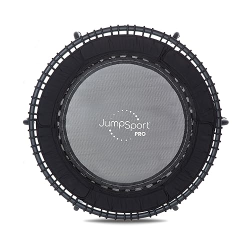 JumpSport Indoor Heavy Duty Lightweight 44 Inch Folding Fitness Trampoline with Arched Legs and 7 Adjustable Tension