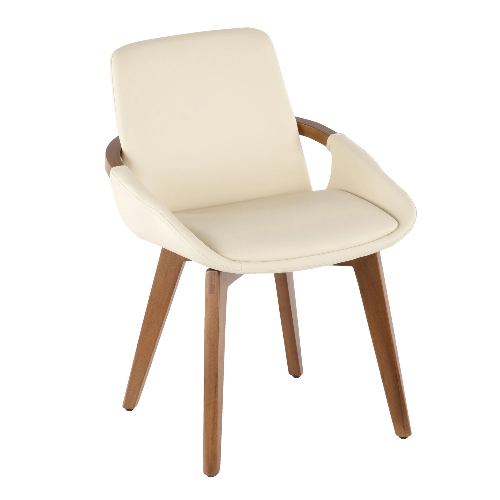 Cosmo Mid-Century Chair in Walnut and Cream Faux Leather by LumiSource