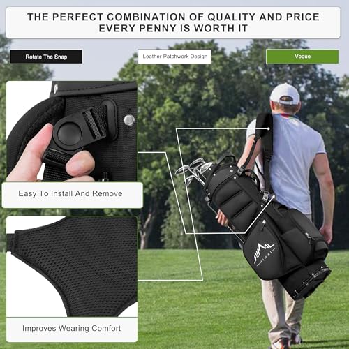 Lightweight Golf Stand Bag with 5 Way Full-Length Dividers, Semi-Concealed Stand, Folding Base, Adjustable Dual Straps and 8 Pockets