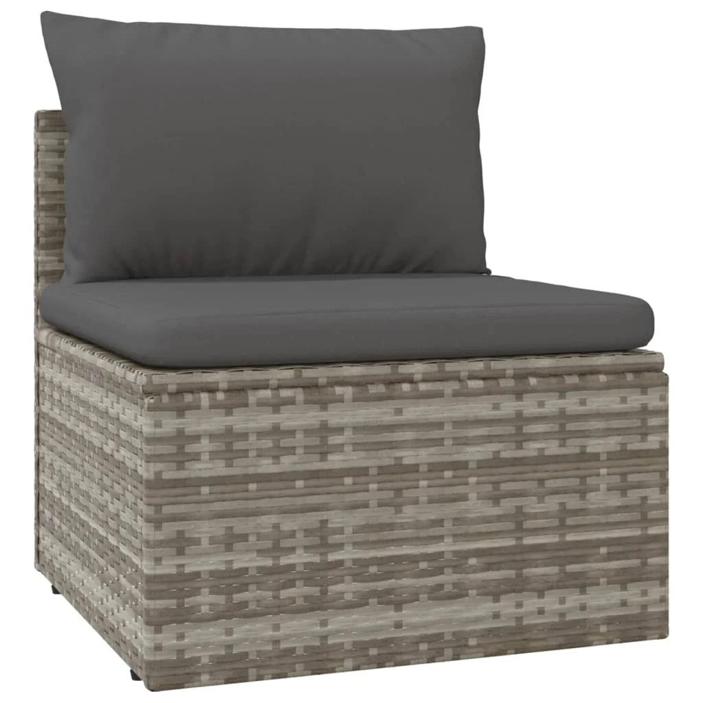 Htovila 8 Piece Patio Set with Cushions Gray Poly Rattan