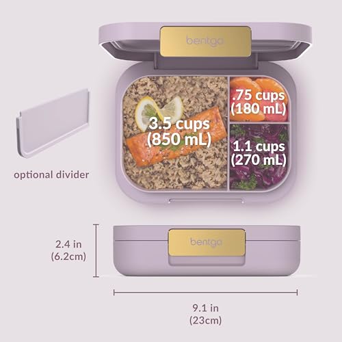 Bentgo Modern - Adult & Teen Bento Lunch Box; 3-4 Compartments, Leak-Resistant, 5.5 Cup Capacity/44 fl oz, Improved Locking Clips, Reusable, BPA-Free, Dishwasher/Microwave Safe Tray (Dark Gray)