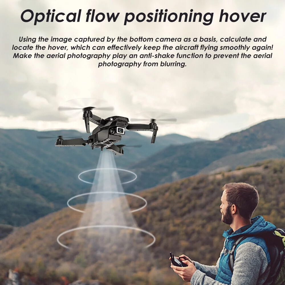 Jahy2Tech E88 Pro RC Drone with 4K HD Dual Camera - WiFi FPV Quadcopter - 4 Batteries Included - Long Flight Time & Multi-Functional