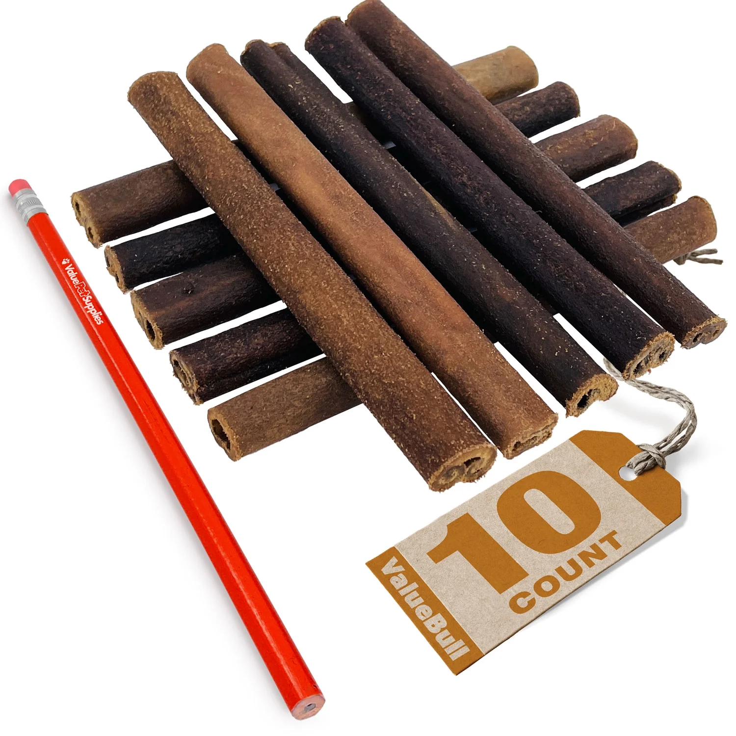 ValueBull Collagen Sticks, Long Lasting Beef Dog Chews, Healthy & Safe, Medium 6 Inch, 10 Count