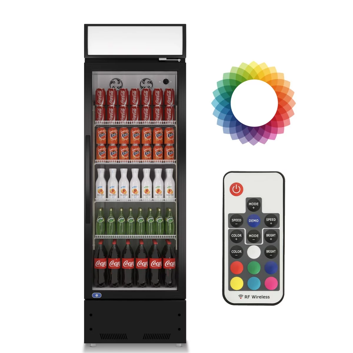 Chingoo 24'' Commercial Glass Door Merchandiser Refrigerator, 11 Cu.ft Display Fridge, 35-46℉ Display Refrigerator-Black