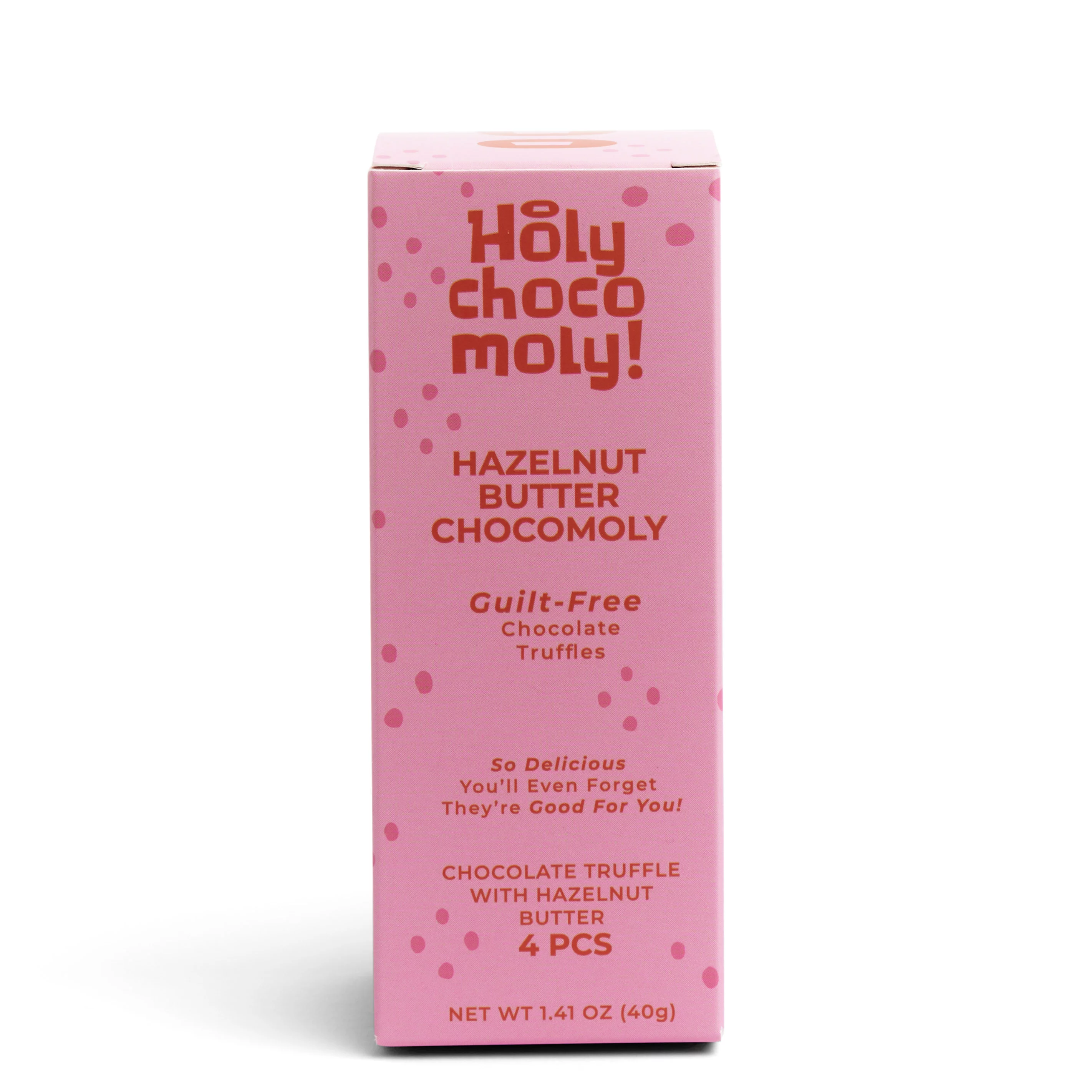 Holy Chocomoly! | 4 Pack Hazelnut Butter Chocolate Truffles | Low in Refined Sugar, Whole Food Ingredients | Made With Dates and Real Nut Butters | On the Go Snacks | 4 Truffles/Box, 16 Count