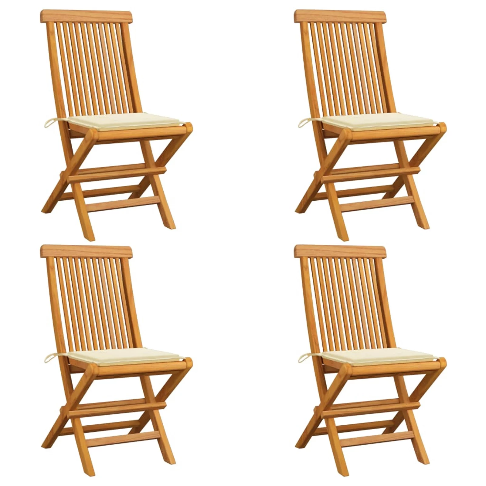 Carevas Patio Chairs with Cushions 4 pcs Solid Teak Wood