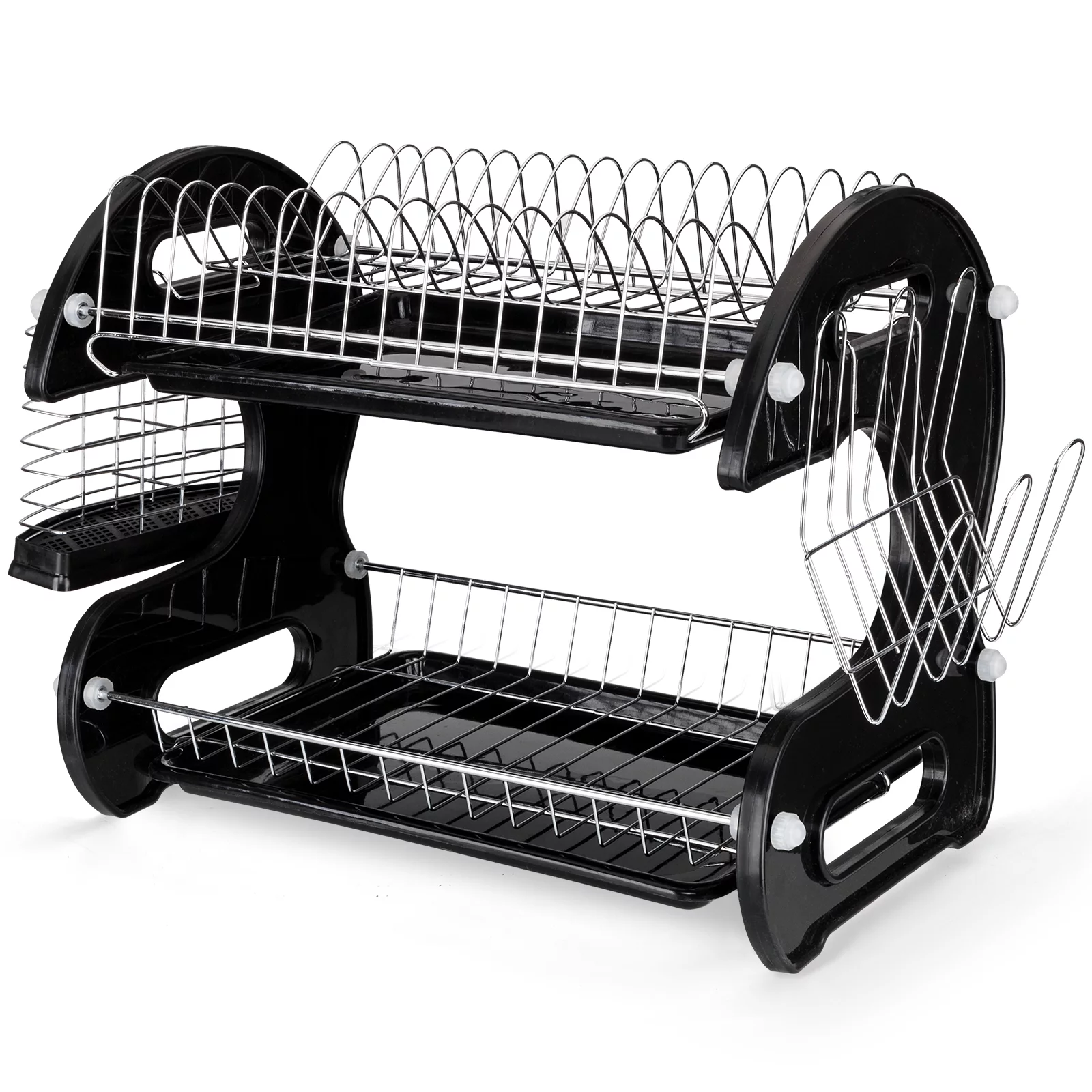 UBesGoo Home Basics Dish Plastic Drainer Washing Dryer, 2-Tier, Black