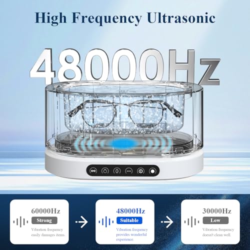 Minthouz Ultrasonic Cleaner with 5 Modes & 500ml Capacity 48kHz High-Frequency Cleaning for Jewelry, Ring, Watches, Glasses, Retainers Silver Jewelry Cleaner Machine Household Use