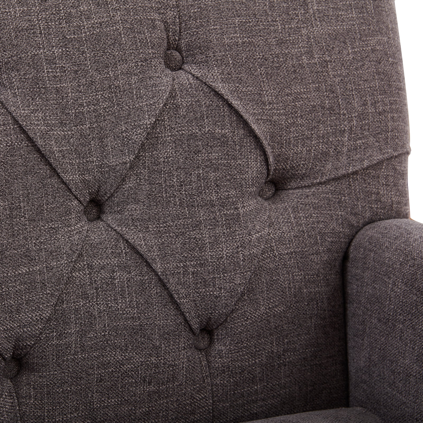 HUIMO Tufted Club Chair,Accent Chair with Lumbar Pillow, Upholstered Button Armchair, Linen Fabric Comfy Sofa Chairs for Bedroom, Living Room,Grey