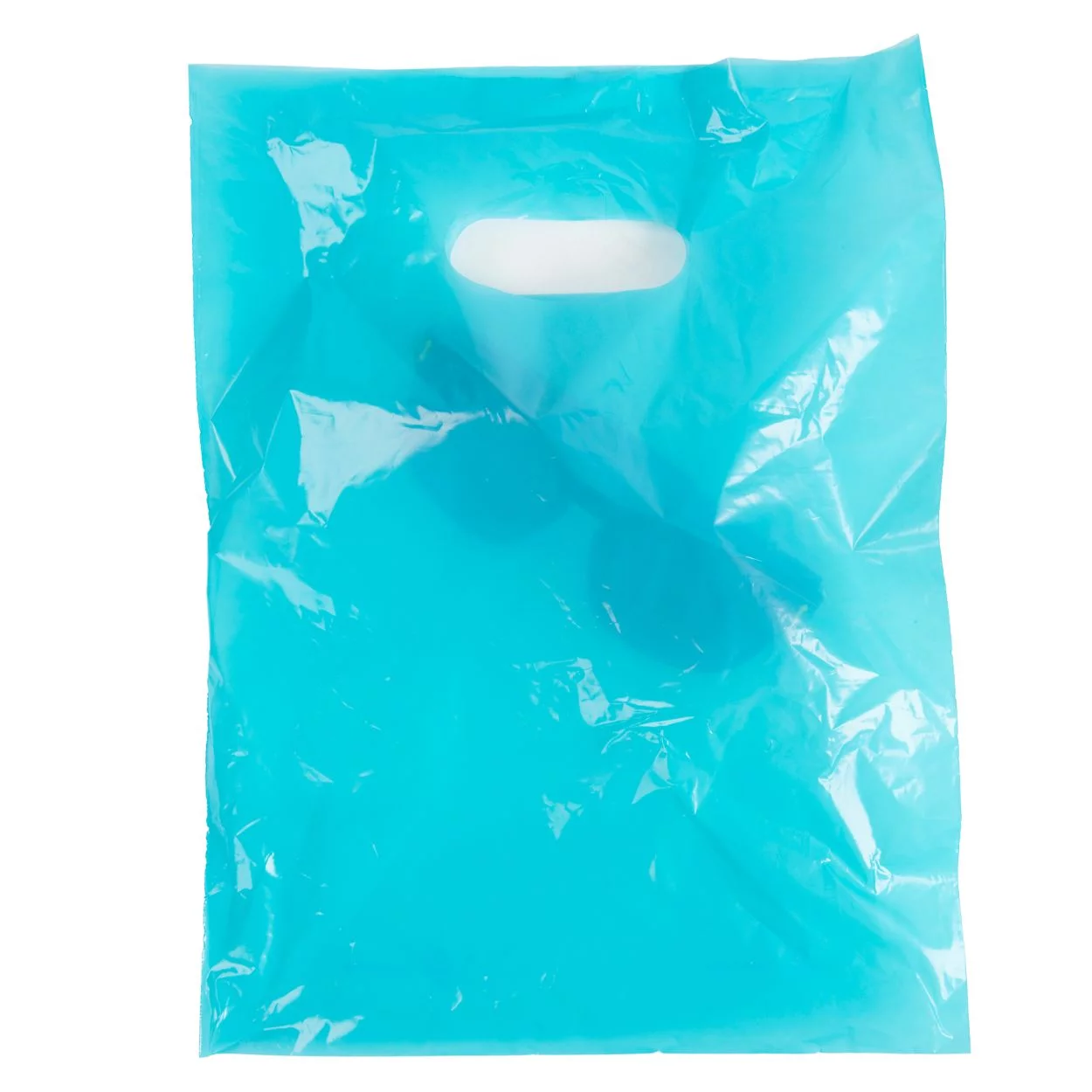 Teal Blue Plastic Merchandise Shopping Bags with Die Cut Handles - Lightweight (9x12) - Pack of 1,000 - Perfect For Retail, Gifts, Trade Shows and More