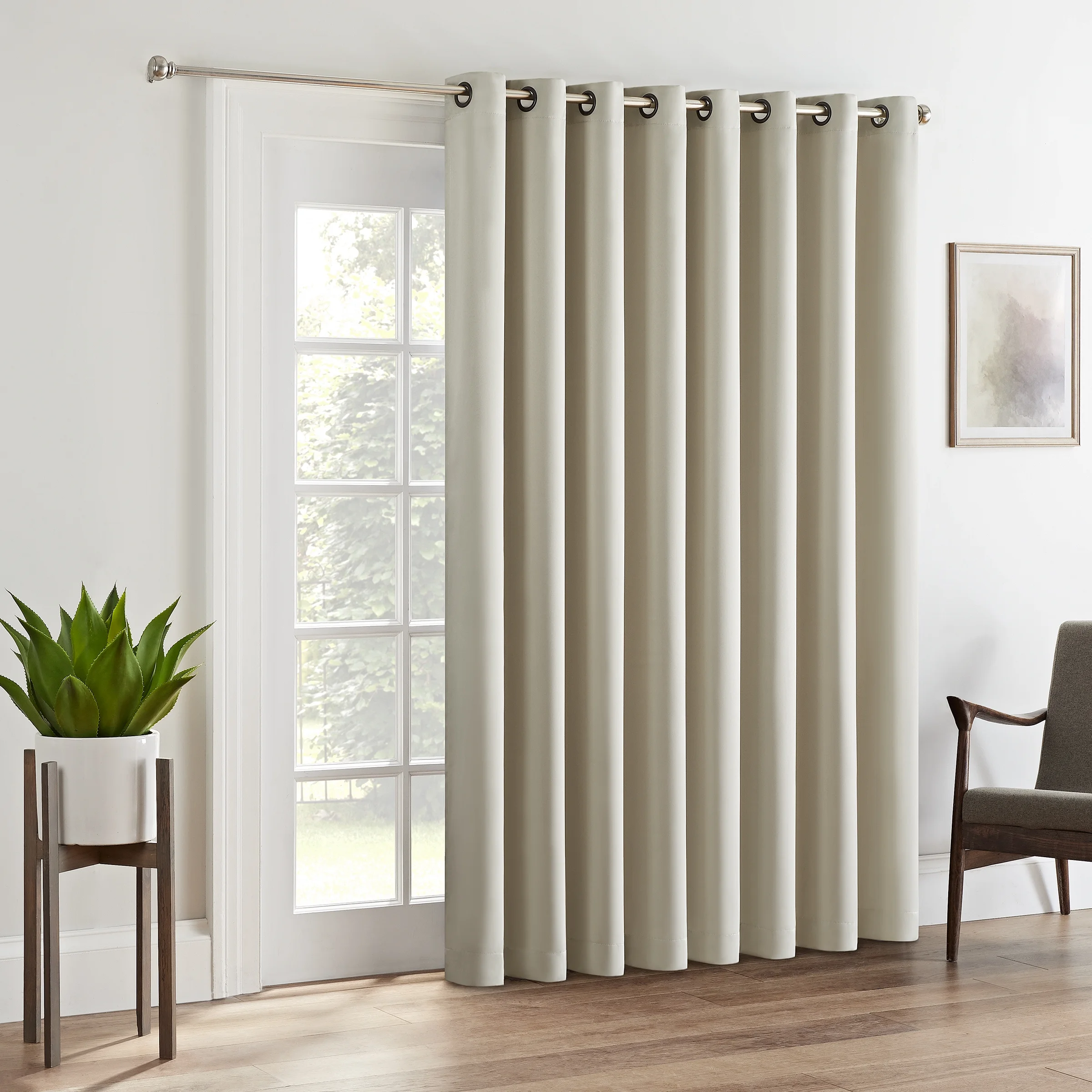 Thermal Blackout Tricia Patio Door Window Curtain Panel, Stone