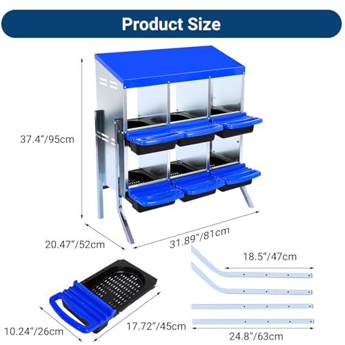 Chicken Nesting Box, 10 Hole 2 Layer Hen Nest Box with Legs, Roll Away Eggs Laying Boxes,Cleanable Pull Out Hen Roosting Boxes