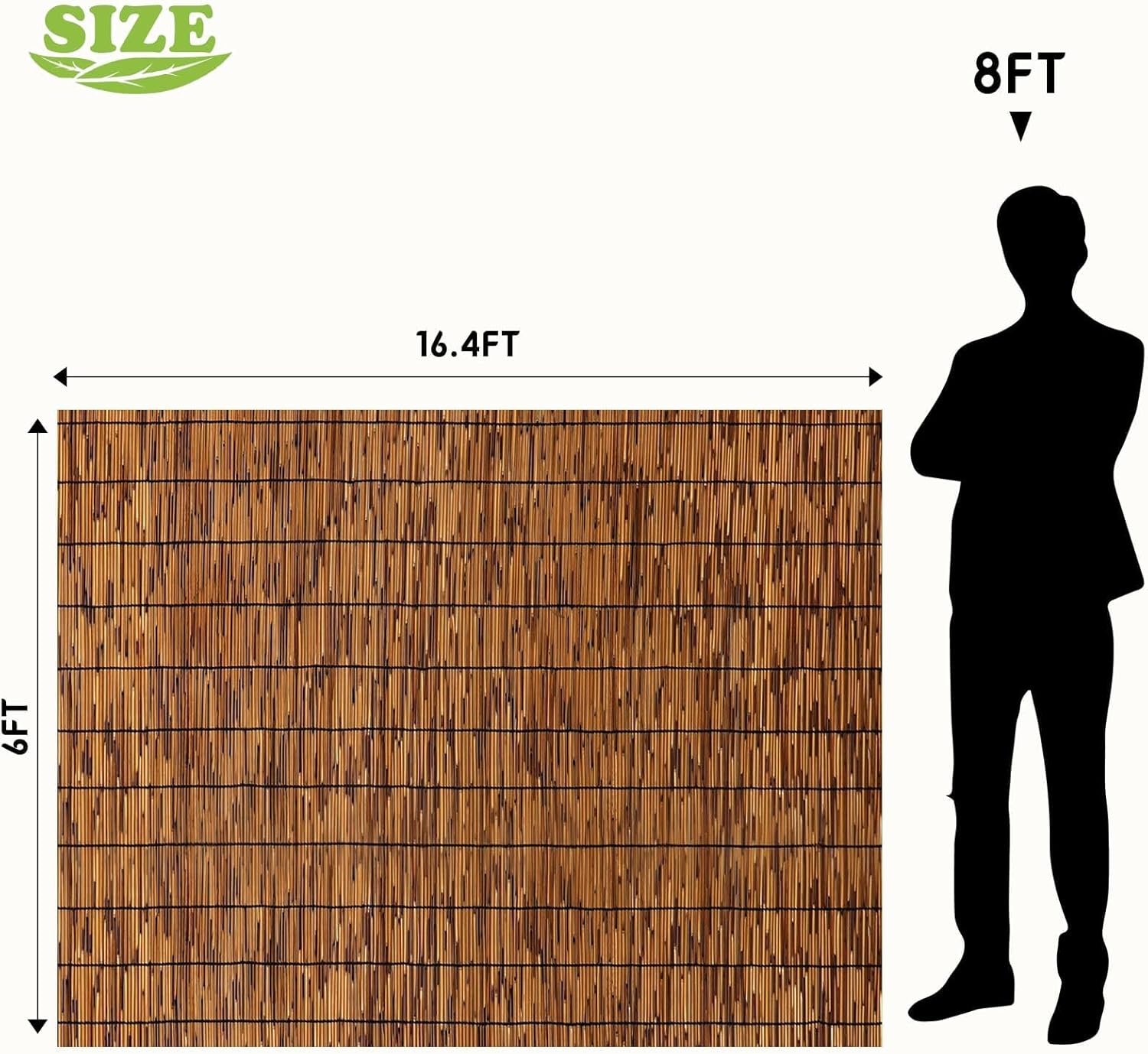 TOOKNIN1 Pack Bamboo Reed Fence 6 Feet High, 6FT X 16.4FT Natural Reed Fencing Privacy Reed Screening for Outdoor, Gallery, Restaurant, Hotel, Patio,Brown
