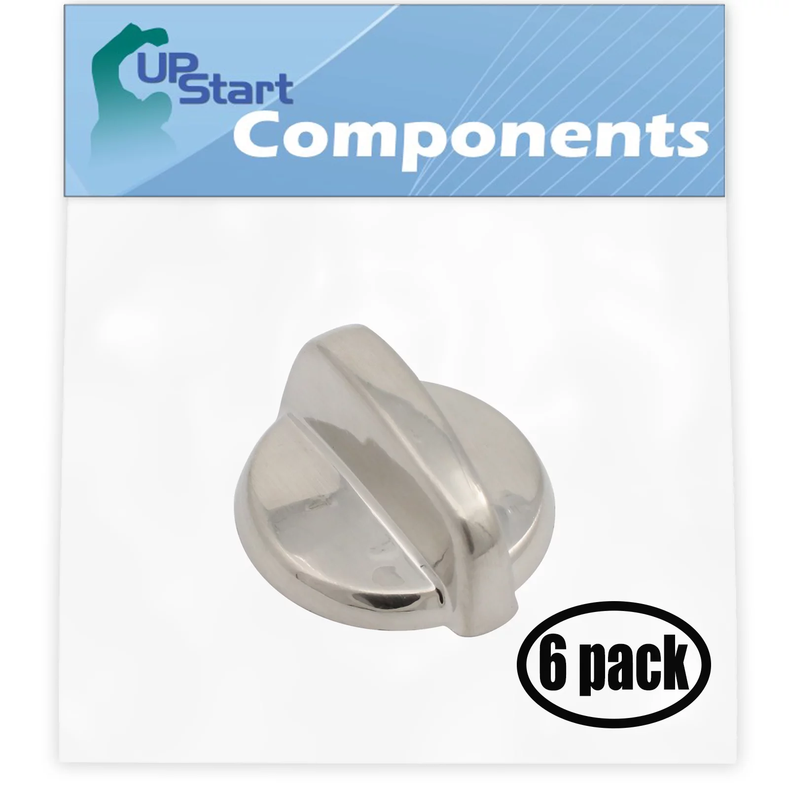 6 Pack Replacement Control Knob WB03T10284 Stainless Steel Finish for General Electric JCBP820ST3SS Range