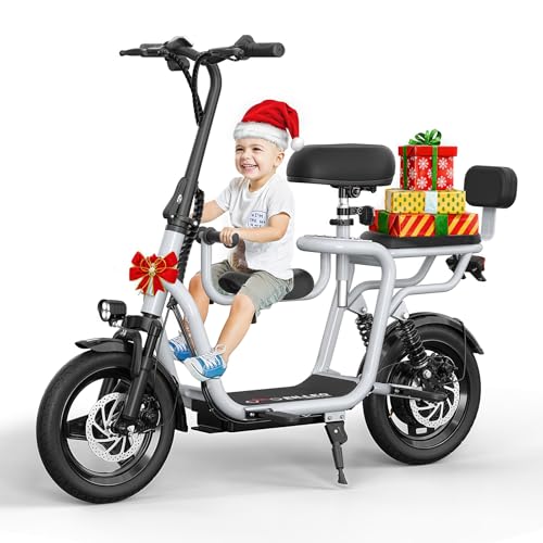 Adult Electric Scooter with Seat, Electric Scooters for Adults with 500W Peak Power Motor, 17.4mph & 20 Mile Range, E-Scooter with Seat and Dual Braking System, 14