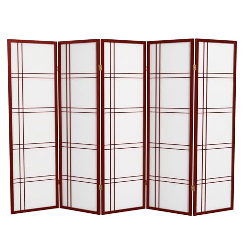 Oriental Furniture 5 ft. Tall Double Cross Shoji Screen - Natural - 4 Panels
