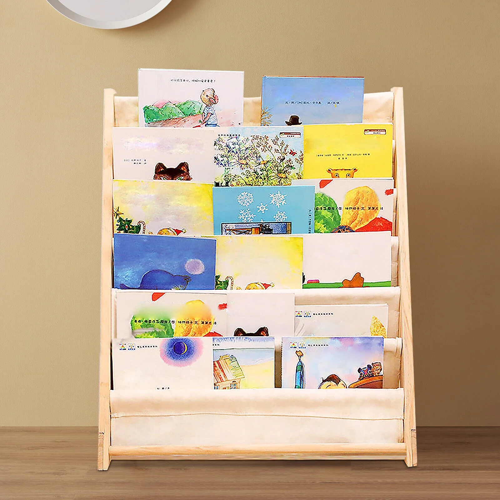 YIYIBYUS Wooden Bookshelf Organizer for Children 6 -Tier Kids Bookshelf Book Rack Space Saving
