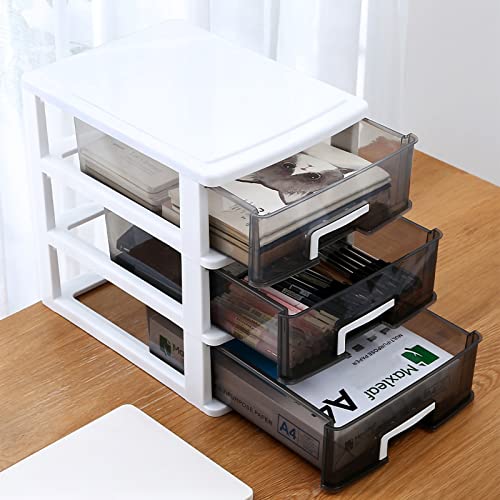 3 Drawer Plastic Storage - Plastic Storage Bins with Drawers, Desktop Storage Drawers Clear Drawers Storage Box for Home (21.1 * 19.2 * 15.2CM)