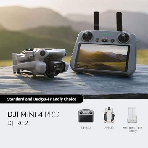 Mini 4 Pro (DJI RC 2), Drones with Camera for Adults 4K, Under 0.549 lbs/249 g, 34 Mins Flight Time, 20km Max Video Transmission Distance, Omnidirectional Vision Sensing, Mini Drone for Beginners