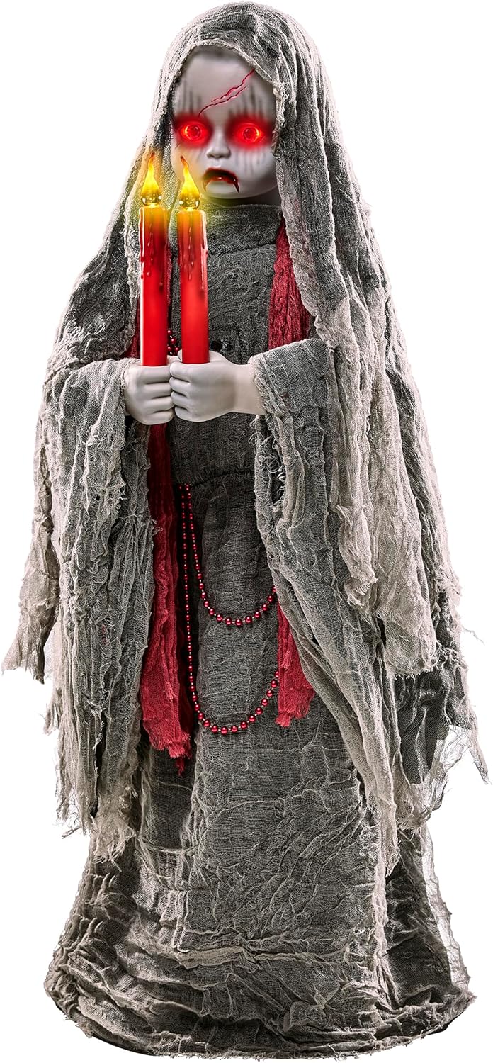 Spirit Halloween 3.5 Ft Grave Watcher Animatronic | Decorations | Animated | Light Up LEDs | Arm and Head Motions