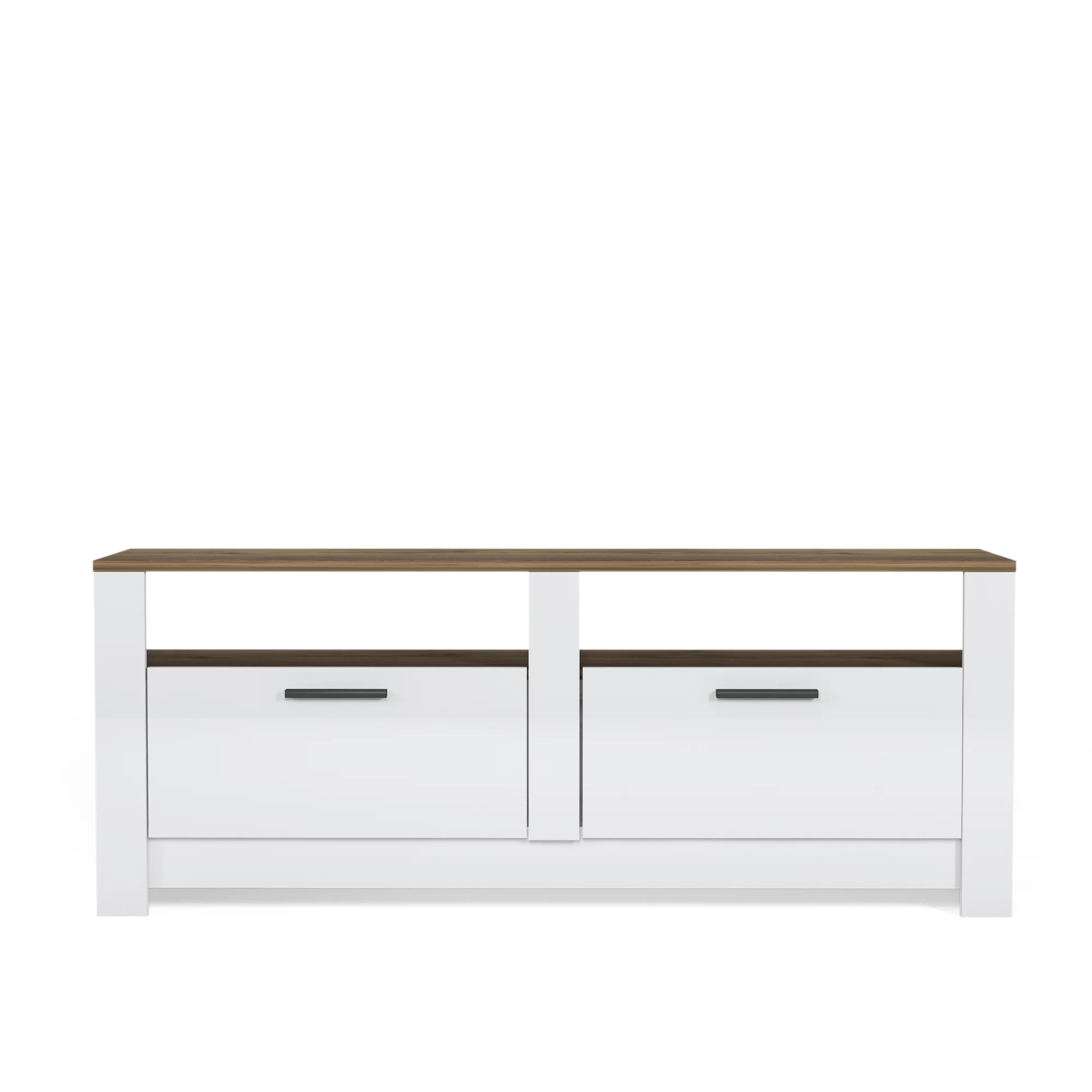 Grado White and Oak TV Stand for TVs up to 65 Inches | 57 Inch 2 Drawers and Open Shelves