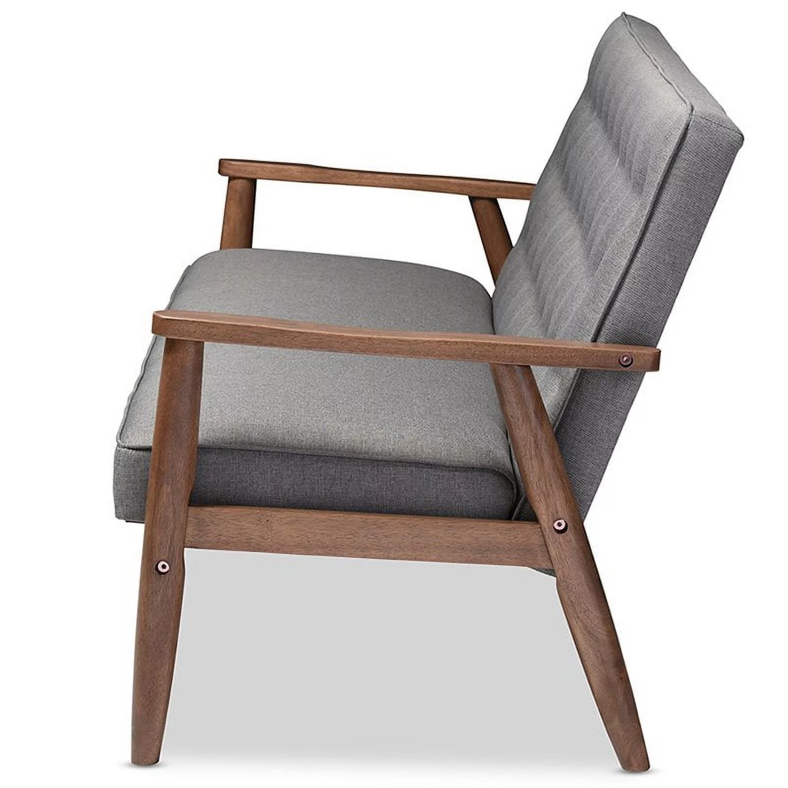 Home Square 2 Piece Tufted Sofa Set with Sofa and Loveseat in Gray and Walnut