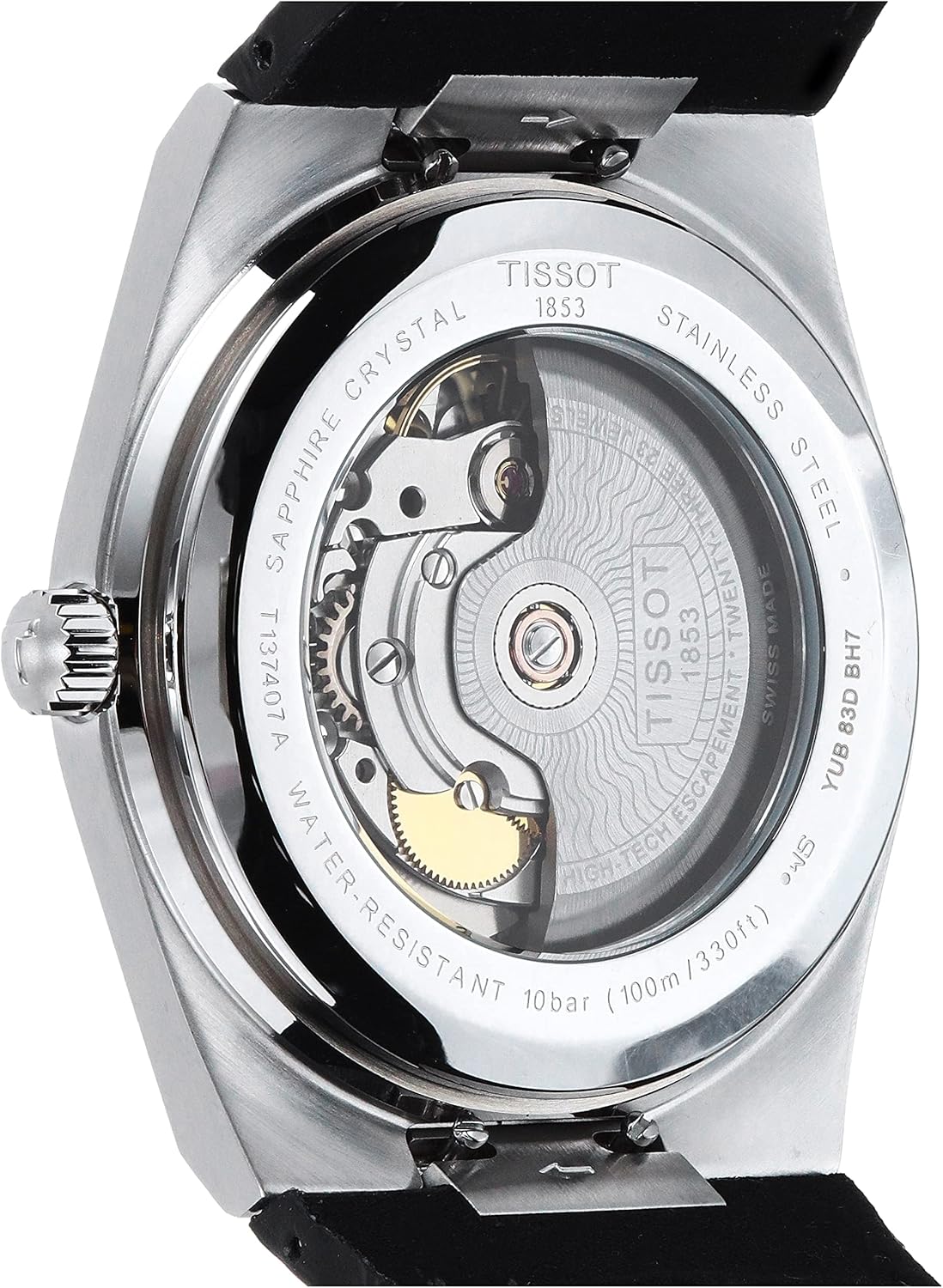 Tissot Mens PRX Powermatic 80 316L Stainless Steel case Automatic Watch, Black, Leather, 12 (T1374071605100)