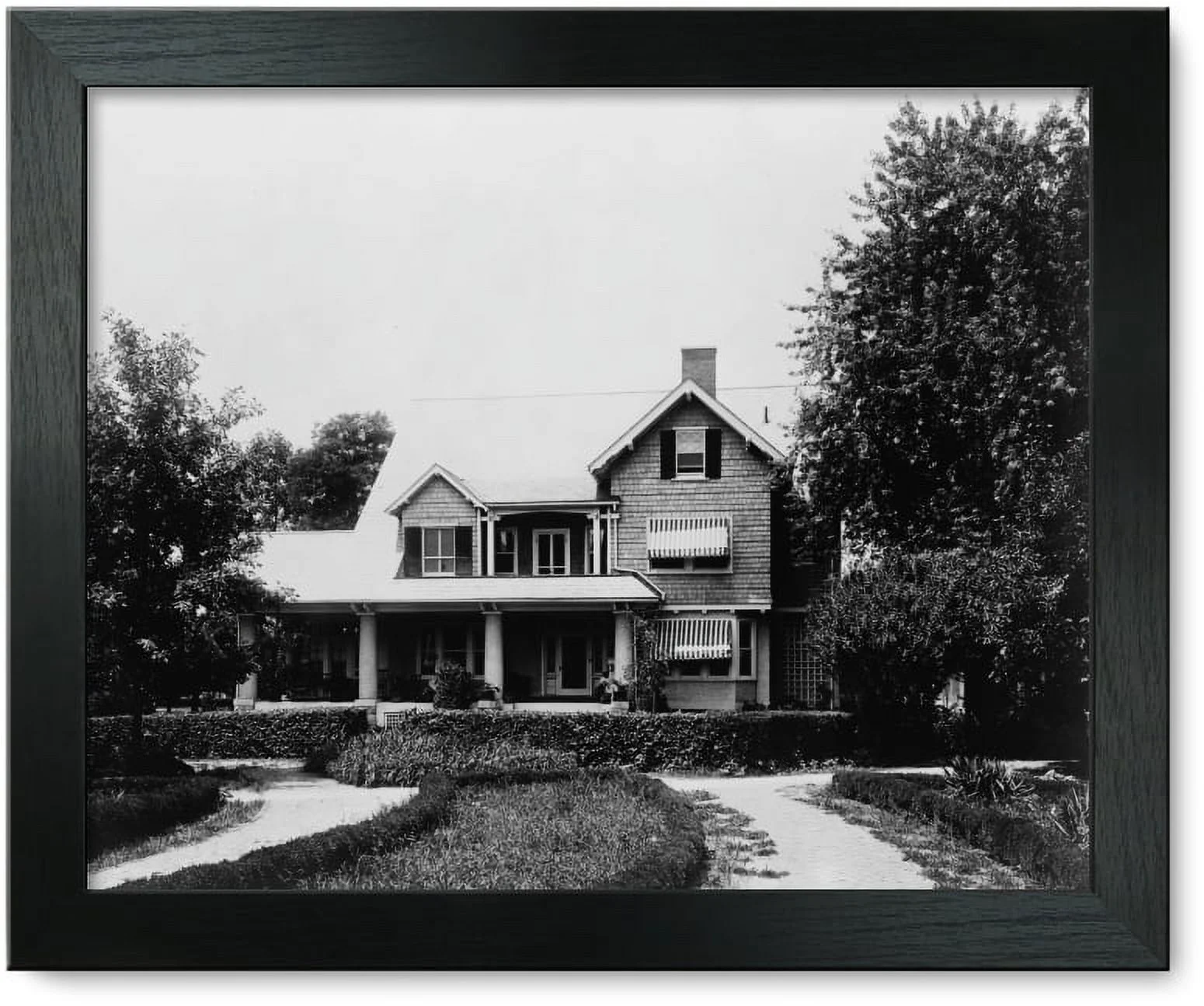 Framed Print: Two Story Frame House With Porch, circa 1909