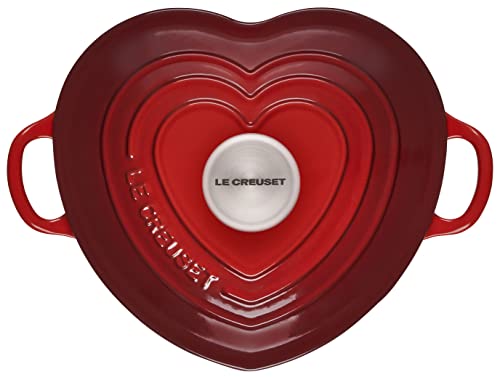 Le Creuset Signature Enameled Cast Iron Figural Heart Cocotte, 2 Quart, White with Stainless Steel Knob