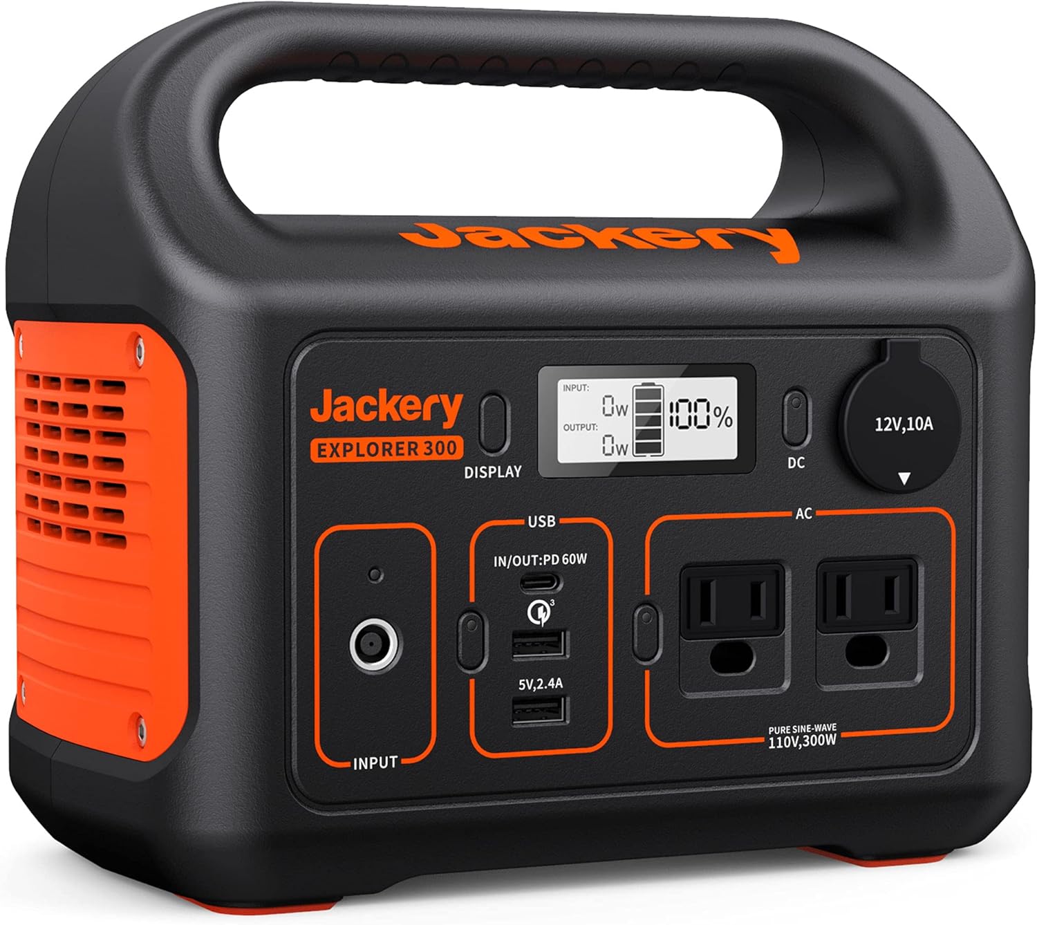 Jackery Portable Power Station Explorer 300, 293Wh Backup Lithium Battery, 110V/300W Pure Sine Wave AC Outlet, Solar Generator (Solar Panel Not Included) for Outdoors Camping Travel Hunting Blackout