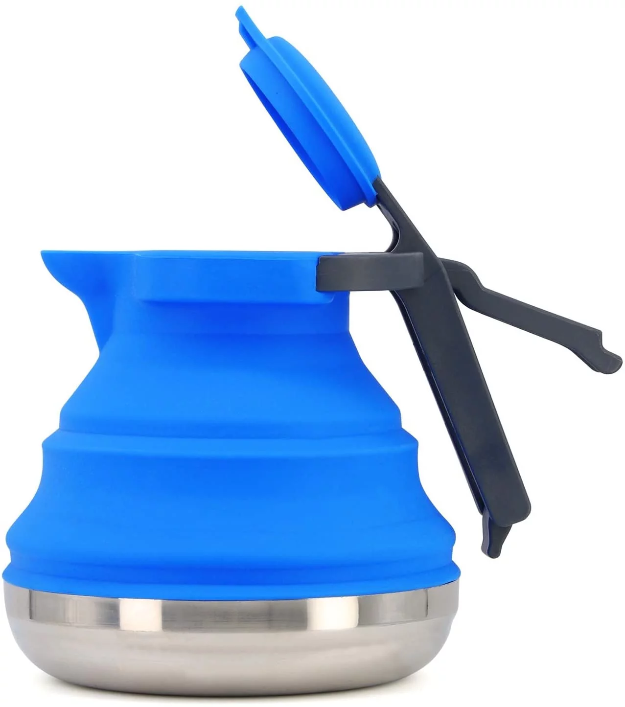 Collapsible Light Camping Kettle for Hiking Travel & Outdoor use Foldable 42 Ounce Capacity-Blue