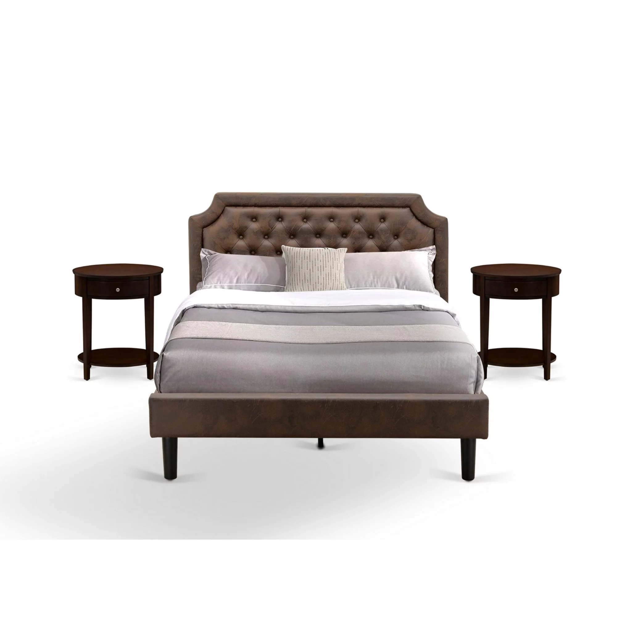 East West Furniture Granbury 3 Pieces Wood Queen Bedroom Set in Brown/Mahogany