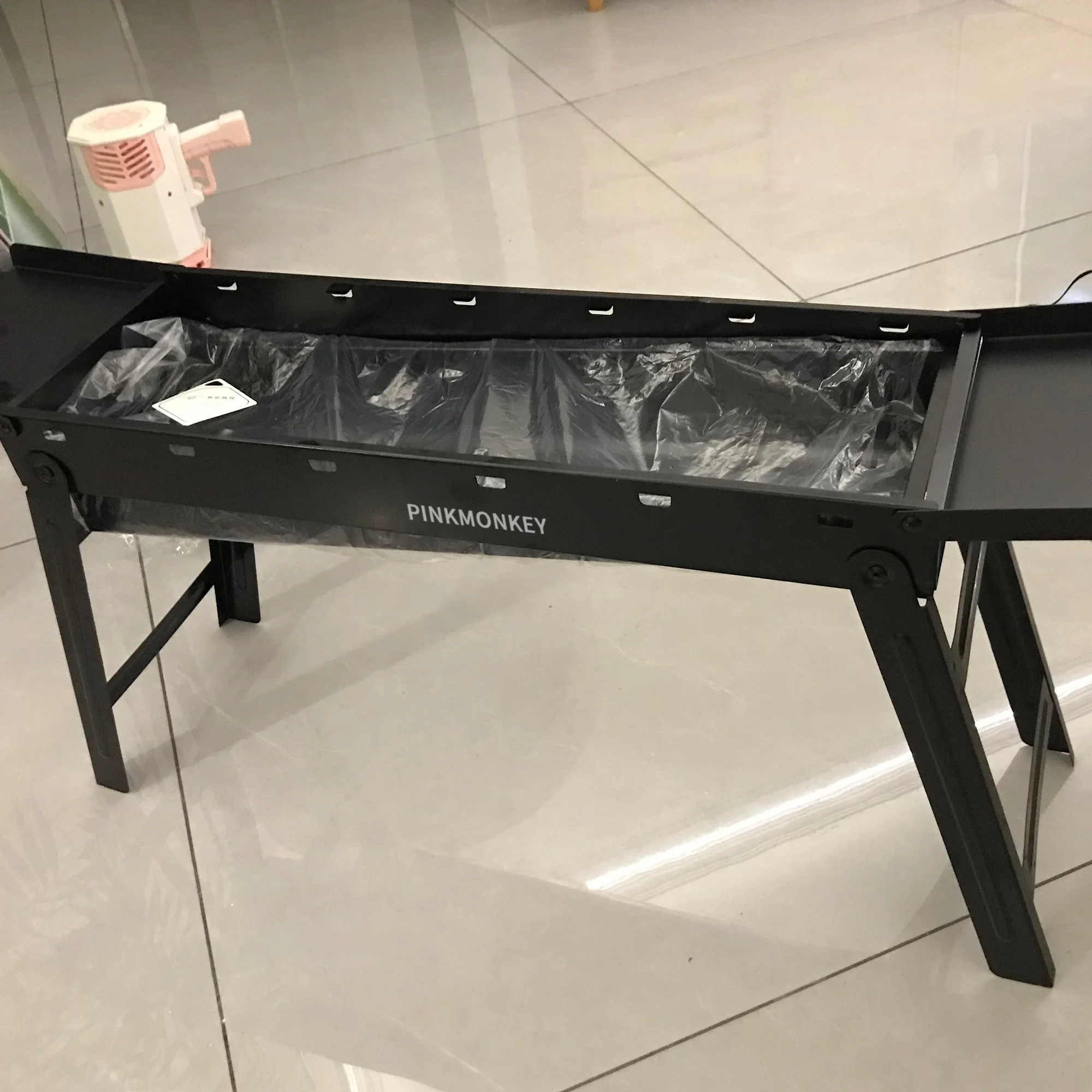 PINKMONKEY Beach Electric Outdoor Searing Grill with Adjustable, Stainless Steel Removable Nonstick Grate, BBQ Charcoal Grill with Offset Smoker