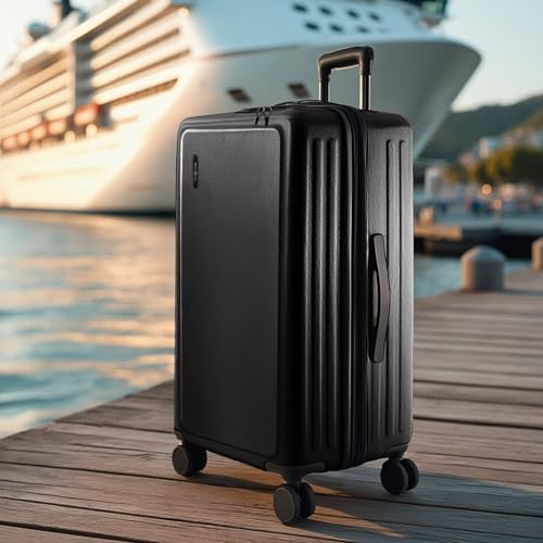 22 Inch Carry On Luggage 22x14x9 Airline Approved, Carry On Suitcase with Wheels, Hard-shell Carry-on Luggage, Durable Luggage Carry-On, Black Small Suitcase with Cosmetic Case