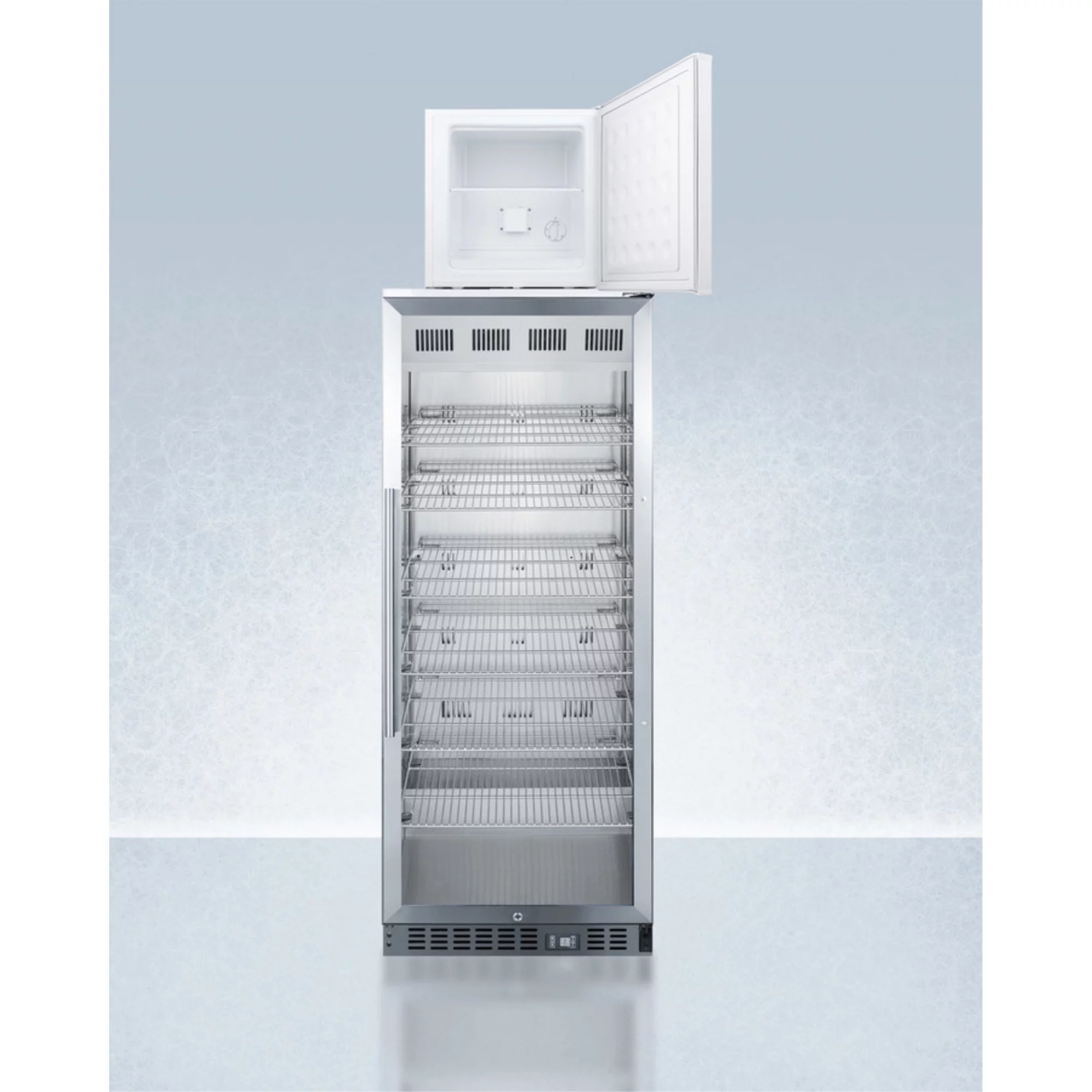 Accucold  12.4 cu. ft. Stacked Pharmaceutical Glass Door Refrigerator with Compact FS24LPRO Freezer
