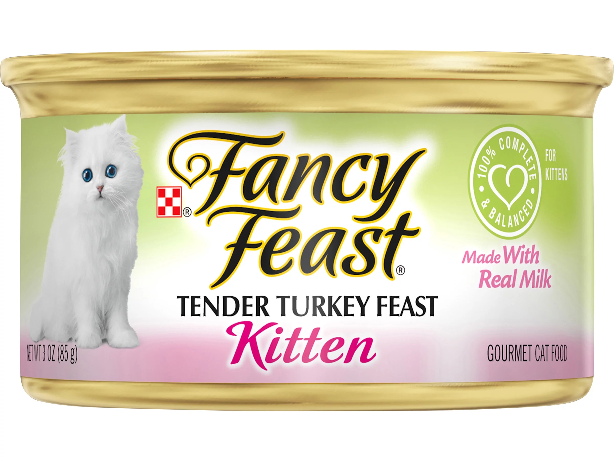 Purina Fancy Feast Pate Wet Kitten Food, Tender Turkey Feast, Made with Real Milk for Transitioning Kittens, Gourmet Cat Food for Kittens, 3 OZ Can (Pack of 24)