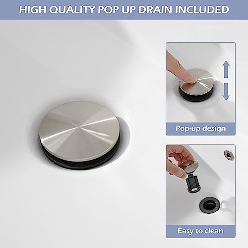 BWE Vessel Sink Faucet Modern Waterfall Chrome Single Hole Bathroom Faucet Single Handle with Pop up Drain Without Overflow Assembly Vanity Basin Bath Sink Faucets Mixer Tap