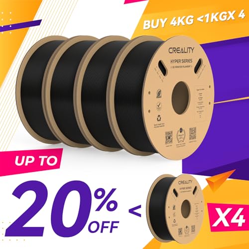 Creality Hyper PLA Filament 1.75mm, 30-600mm/s High Speed 3D Printer Filament, Dimensional Accuracy +/-0.02mm, Fit Most FDM 3D Printers, 4 Pack 1kg Spool(2.2lbs), Black & White