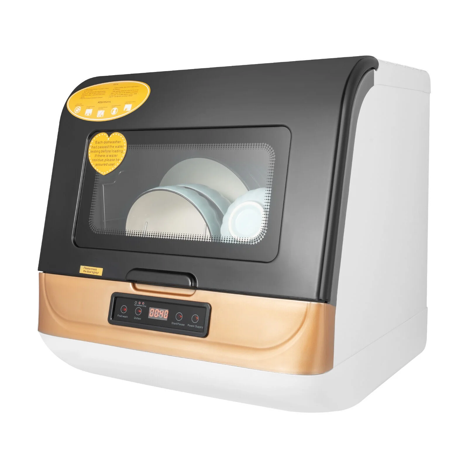 Oukaning Portable Countertop Dishwasher 4 Washing Programs Fruit Veg Dishes Clean+Drying