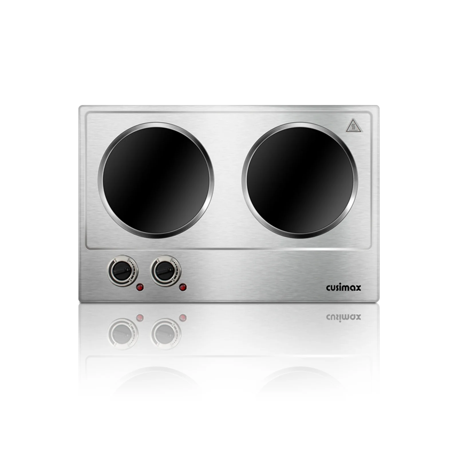 Hot Plate, CUSIMAX 1800W Infrared Double Burner, Ceramic Glass Cooktop, Cooking Electric Heating Plate, Easy to Clean, Stainless Steel, Silver