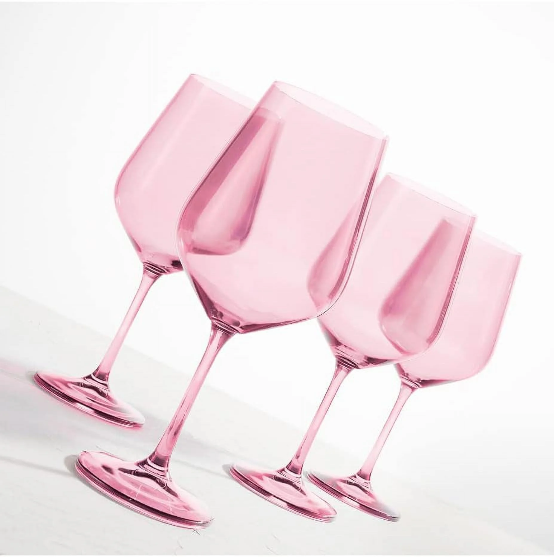 Wine Glasses, Red Wine Glasses Set, Crystal Wine Glass Cups, Drinking Glasses, Set Of 4, Rose, 19.5Oz - Made In Europe