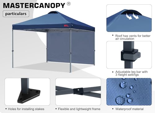 MASTERCANOPY Durable Pop-up Canopy Tent with 1 Sidewall (10'x10',White)