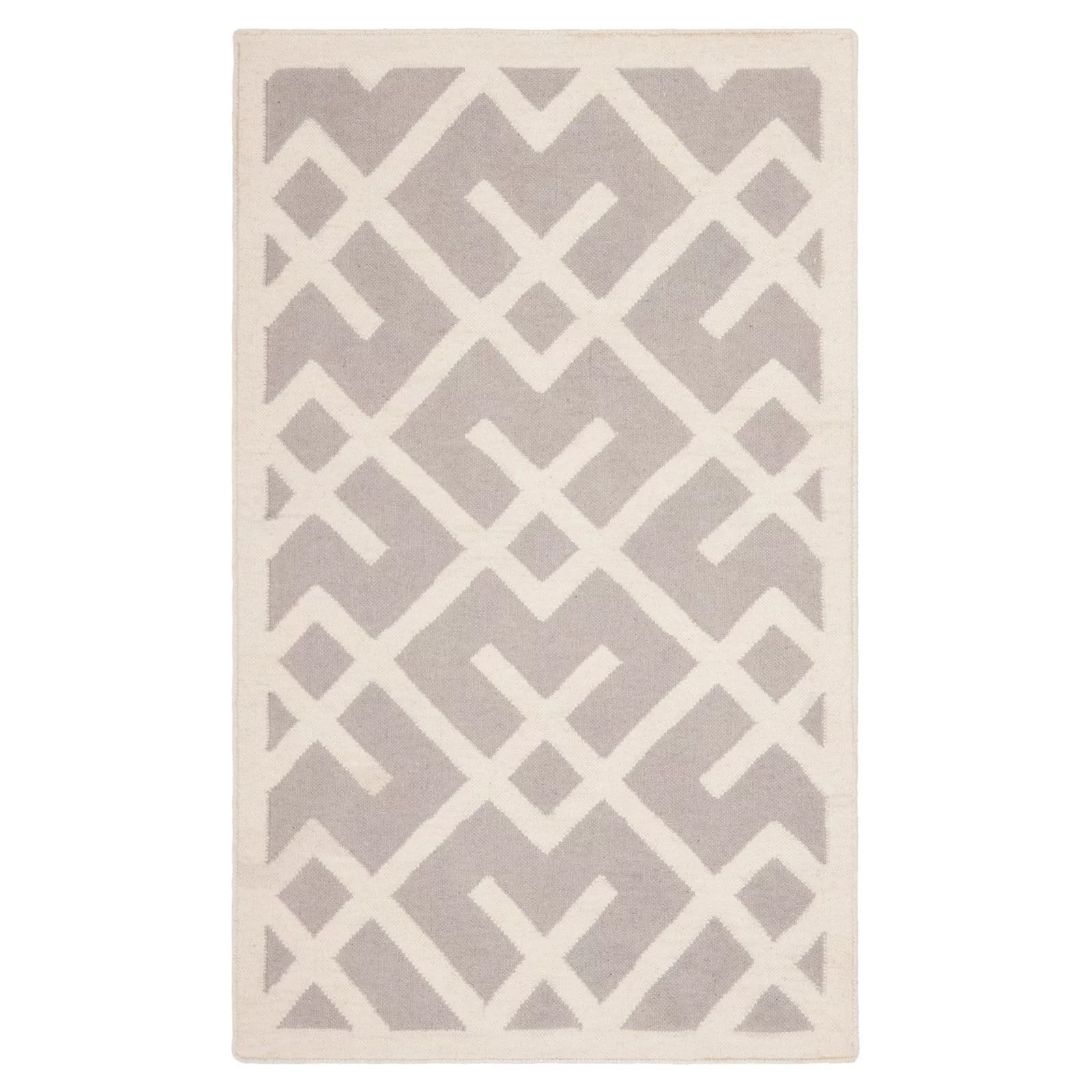 SAFAVIEH Dhurrie Brianna Geometric Moroccan Wool Area Rug, Black/Ivory, 6' x 6' Square