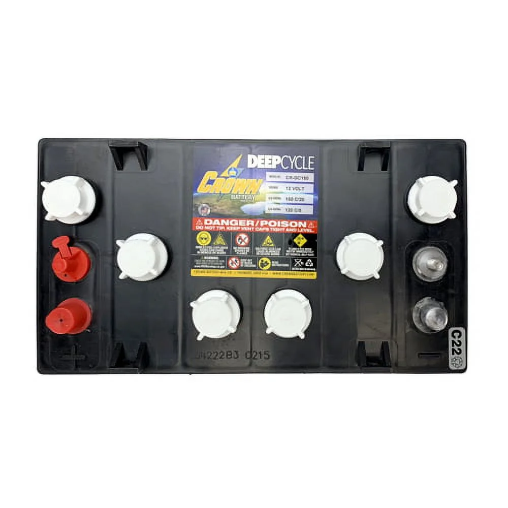 4 Pack, 48V - 12 Volt Golf Cart Batteries - Crown Battery T-1275 Club Car EzGo